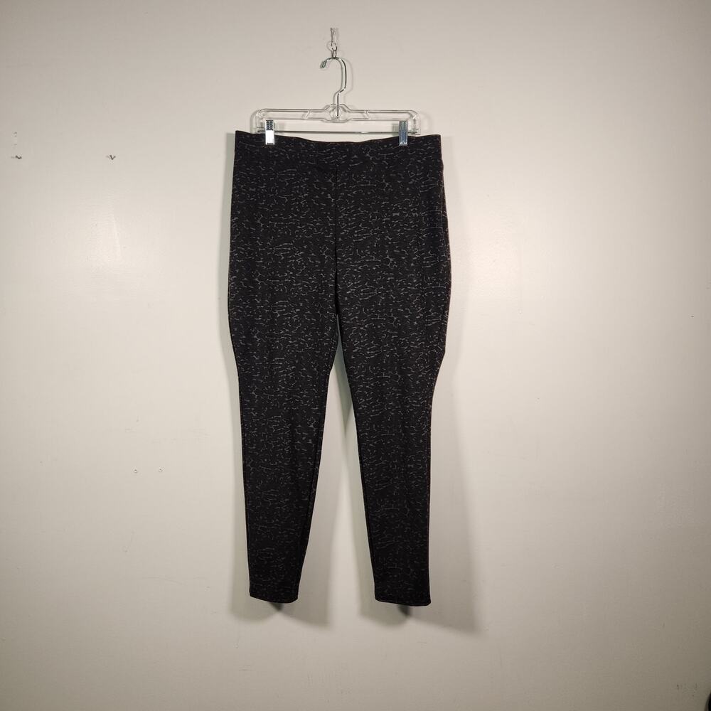 ARTISAN NY Pants Women 14W Black Green Camo Comfort Stretch Office Career Comfy